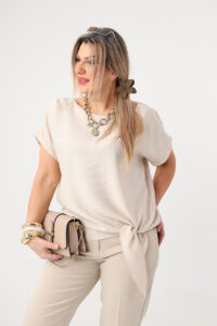 Beżowa elegancka bluzka damska plus size 44-52