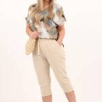 A'la lniane luźne rybaczki damskie beżowe