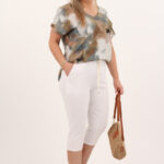 A'la lniane luźne rybaczki damskie białe