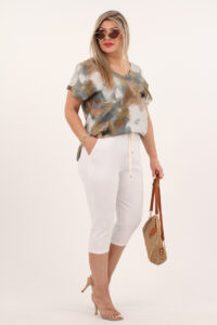 A'la lniane luźne rybaczki damskie białe