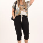 A'la lniane luźne rybaczki damskie czarne