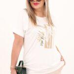 Biała bluzka z piórkiem