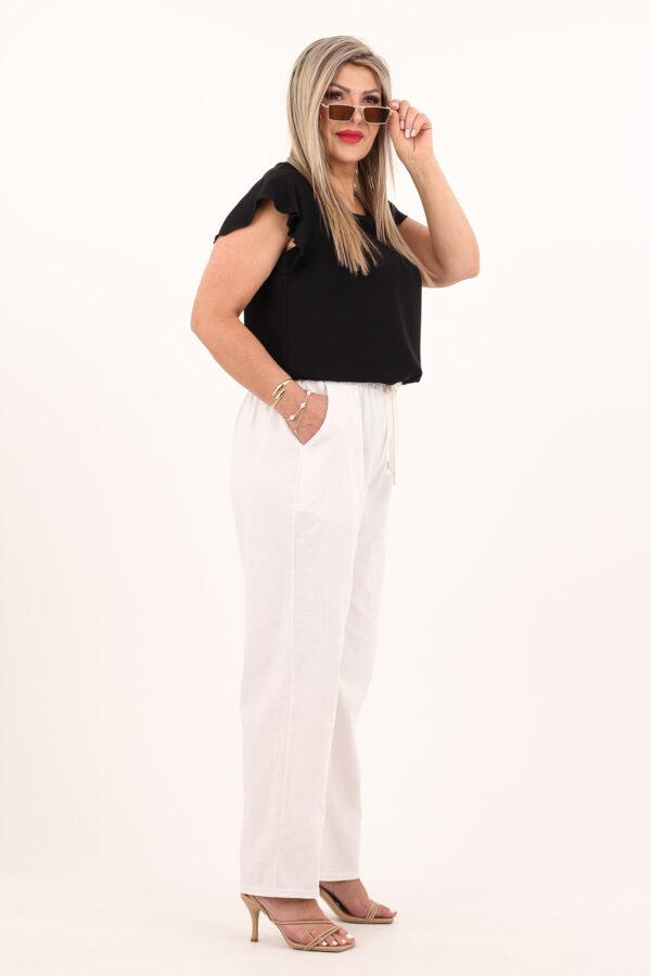 Białe długie przewiewne spodnie na lato