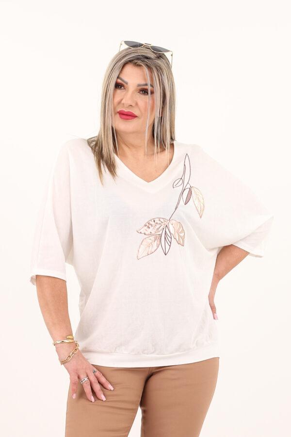 Biała bluzka kimono nietoperz