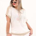 Bluzka ze sznurkami na dekolcie w liście