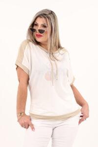 Bluzka ze sznurkami na dekolcie w liście