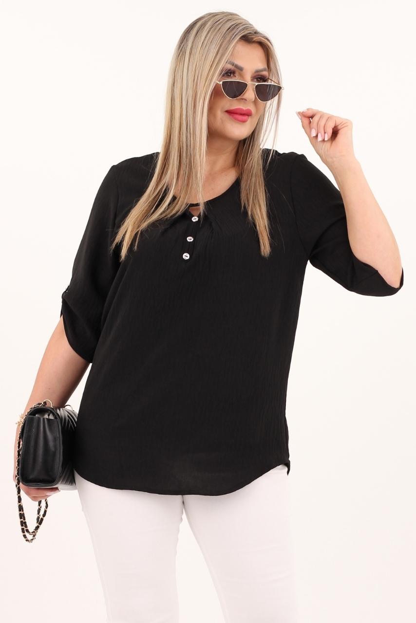 Czarna bluzka z guziczkami na dekolcie