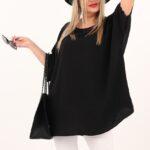 Czarna bluzka z koronkowym rękawem