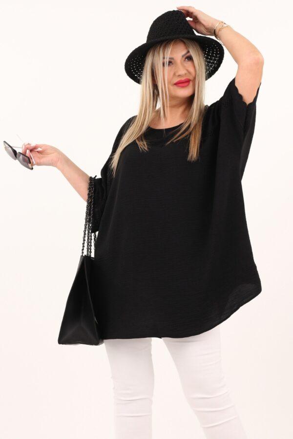 Czarna bluzka z koronkowym rękawem
