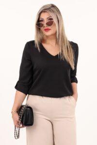 Czarna elegancka bluzka z dekoltem w serek
