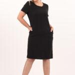 czarna prosta letnia sukienka z kieszeniami