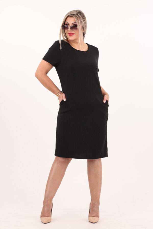 czarna prosta letnia sukienka z kieszeniami