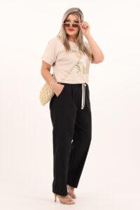 Czarne długie przewiewne spodnie na lato