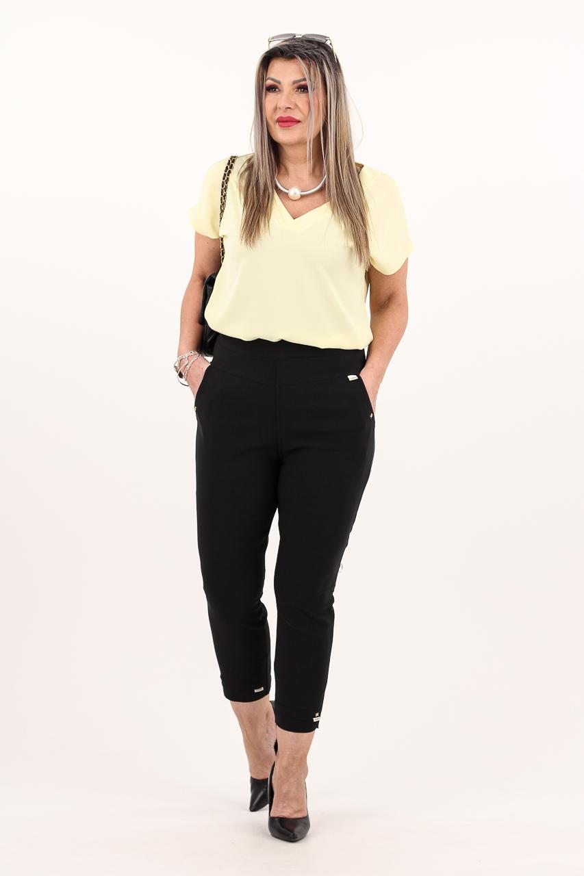 Czarne spodnie 7/8 z wysokim stanem