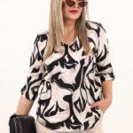 Czarno-beżowa bluzka z dekoltem V