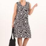 czarno-biała lniana sukienka letnia