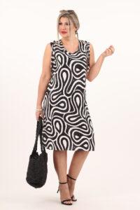 czarno-biała lniana sukienka letnia