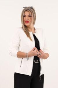 Biały żakiet damski XXL plus size dla puszystych kobiet