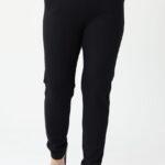 Eleganckie spodnie ze złotą klamrą czarne