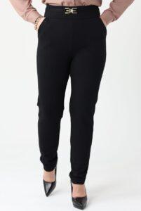Eleganckie spodnie ze złotą klamrą czarne