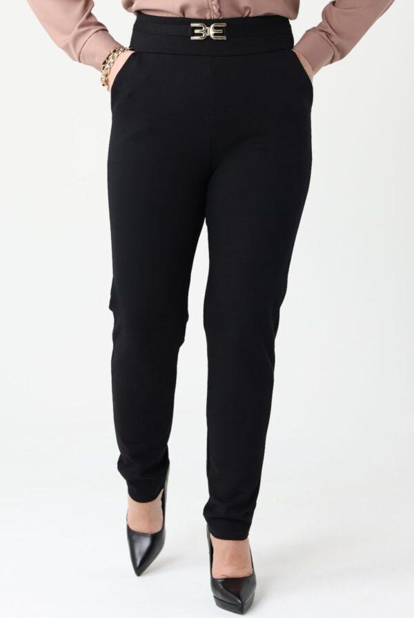 Eleganckie spodnie ze złotą klamrą czarne