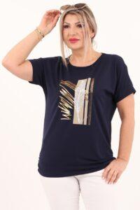 Granatowa bluzka z piórkiem