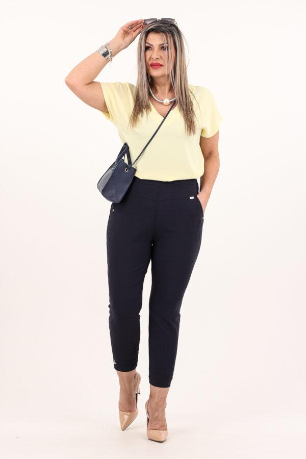 Granatowe spodnie 7/8 z wysokim stanem