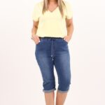 Jeansowe spodnie rybaczki na gumce