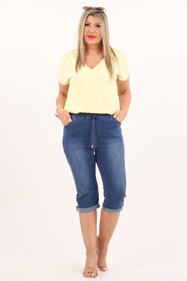 Jeansowe spodnie rybaczki na gumce