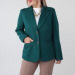 Marynarka plus size zielona – odzież XXL dla kobiet