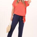 A'la lniane rybaczki damskie granatowe