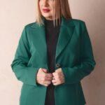 Marynarka plus size zielona – odzież XXL dla kobiet