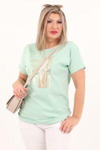 Miętowy bluzka z piórkiem