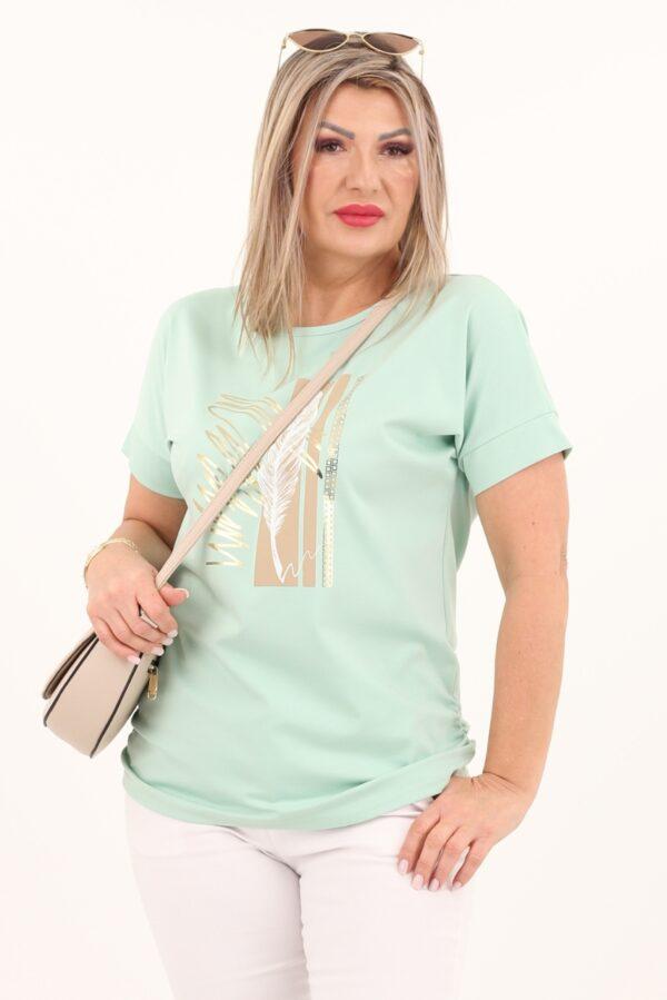 Miętowy bluzka z piórkiem