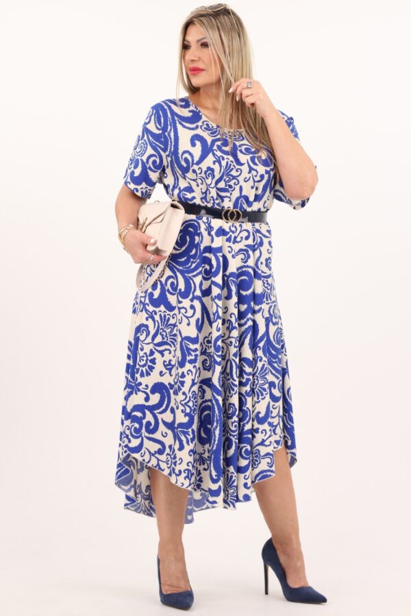 Niebieska sukienka letnia rozkloszowana