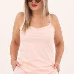 Podkoszulek damski na ramiączkach pudrowy plus size