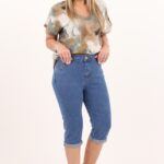 Spodnie rybaczki jeansowe damskie wysoki stan