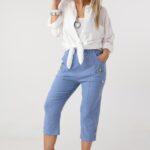 Spodnie rybaczki damskie na lato jasny jeans