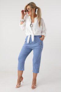 Spodnie rybaczki damskie na lato jasny jeans