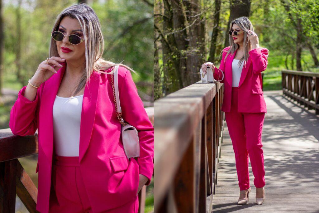 stylizacje weselne plus size ze spodniami