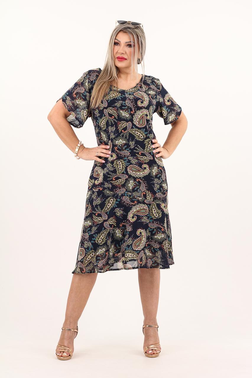 Sukienka szyfonowa na wesele we wzór paisley