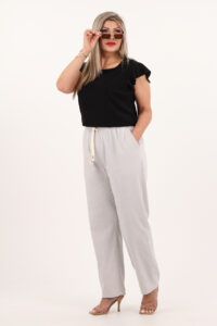 Szare długie przewiewne spodnie na lato