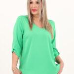 Zielona elegancka bluzka z dekoltem w serek