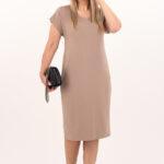 Sukienka midi z wycięciem beżowa