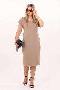 Sukienka midi z wycięciem beżowa