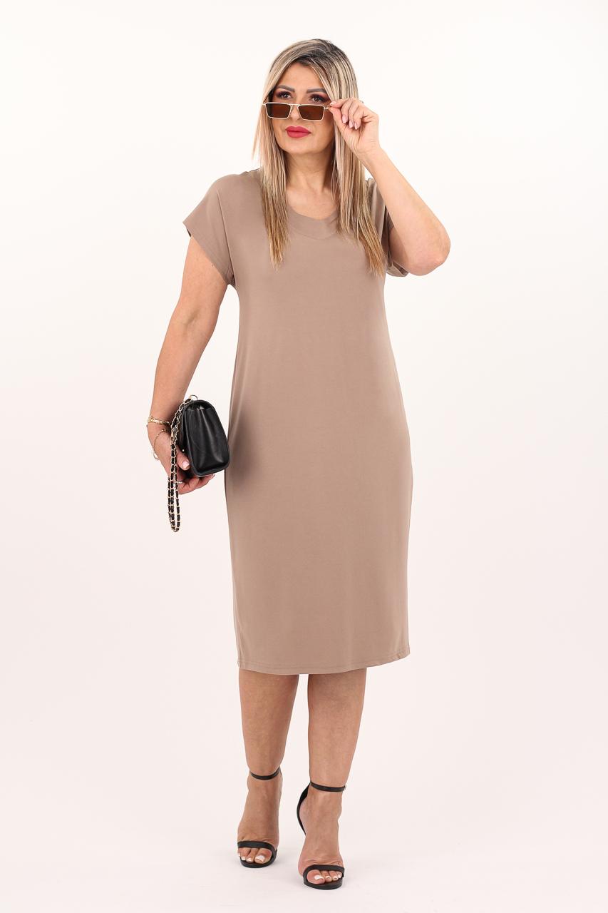 Sukienka midi z wycięciem beżowa