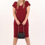 Sukienka midi z wycięciem bordowa