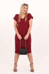 Sukienka midi z wycięciem bordowa