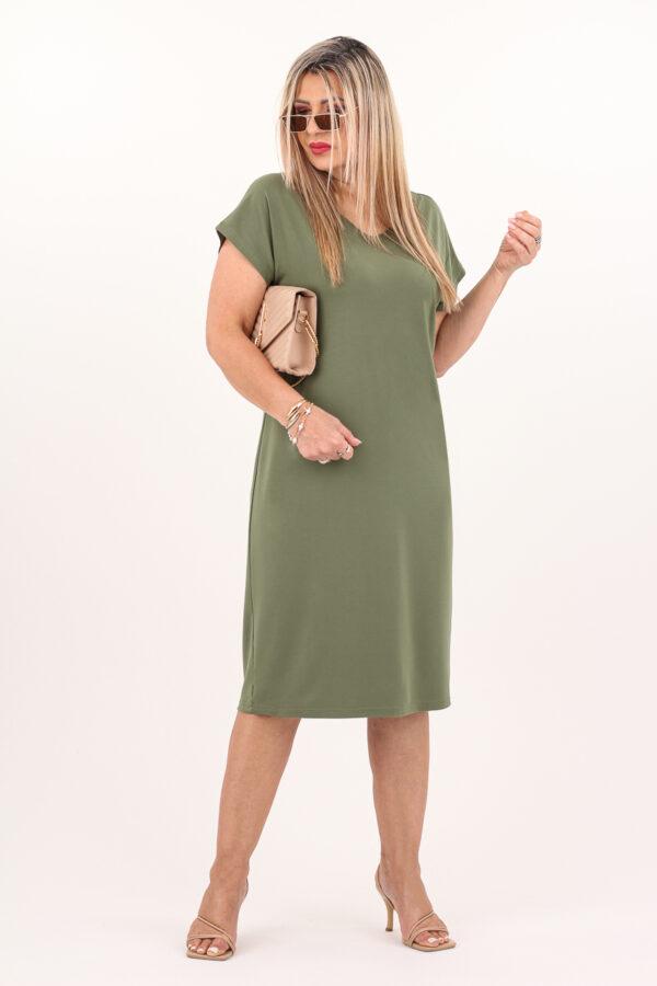 Sukienka midi z wycięciem zielona