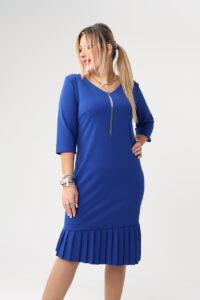 Sukienka plisowana PLUS SIZE chabrowa 44–54